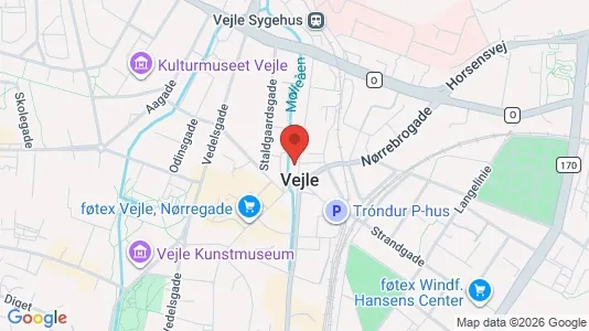 Erhvervslejemål til leje i Vejle Centrum - kort over placeringen