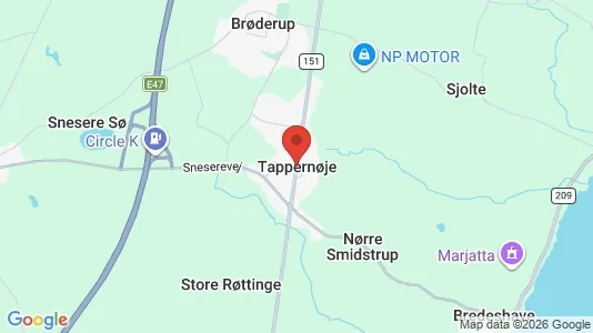 Værkstedslokaler til leje i Tappernøje - kort over placeringen