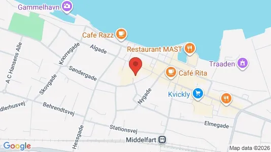 Kontorlokaler til leje i Middelfart - kort over placeringen