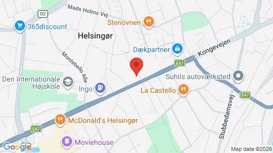 Værkstedslokaler til leje i Helsingør - kort over placeringen