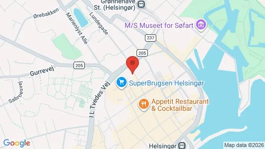 Erhvervslejemål til leje i Helsingør - kort over placeringen