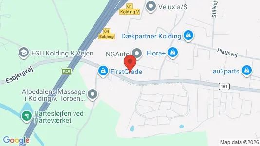 Erhvervslejemål til leje i Kolding - kort over placeringen