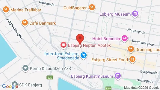 Boligudlejningsejendomme til salg i Esbjerg Centrum - kort over placeringen