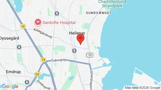 Erhvervslejemål til leje i Hellerup - kort over placeringen