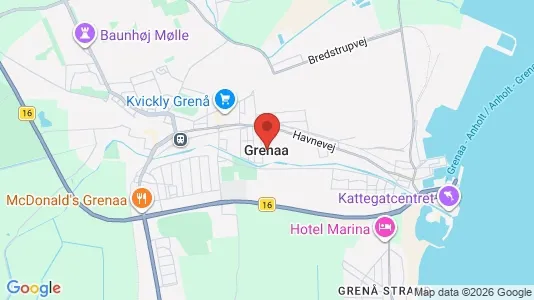 Erhvervslejemål til leje i Grenaa - kort over placeringen