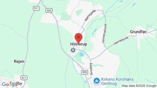 Erhvervslejemål til leje i Hinnerup - kort over placeringen