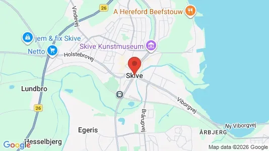 Erhvervslejemål til leje i Skive - kort over placeringen