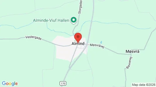 Erhvervslejemål til leje i Almind - kort over placeringen