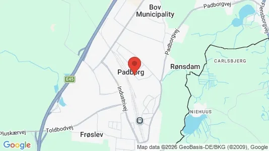 Erhvervslejemål til leje i Padborg - kort over placeringen