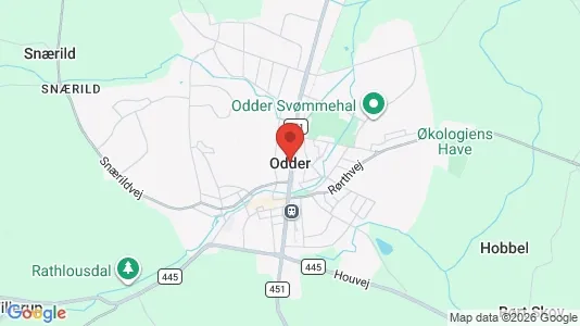Erhvervslejemål til leje i Odder - kort over placeringen