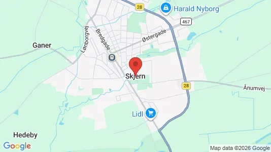 Erhvervslejemål til leje i Skjern - kort over placeringen