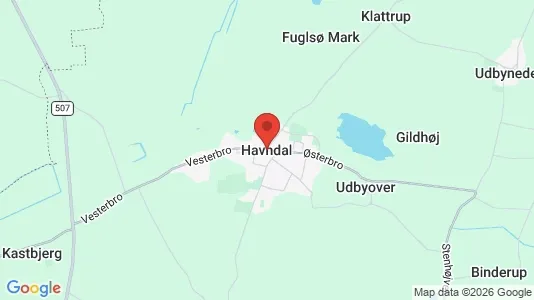 Erhvervslejemål til leje i Havndal - kort over placeringen