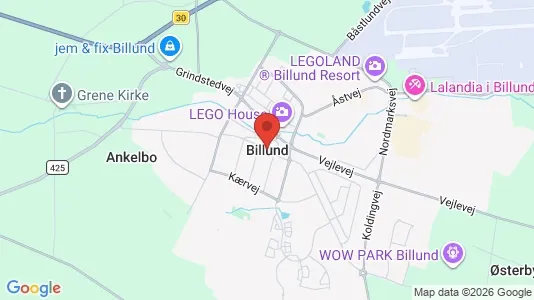 Erhvervslejemål til leje i Billund - kort over placeringen