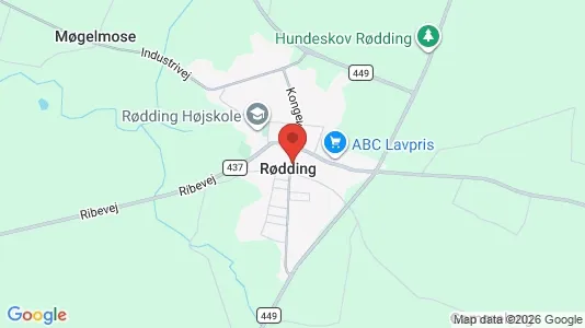 Erhvervslejemål til leje i Rødding - kort over placeringen