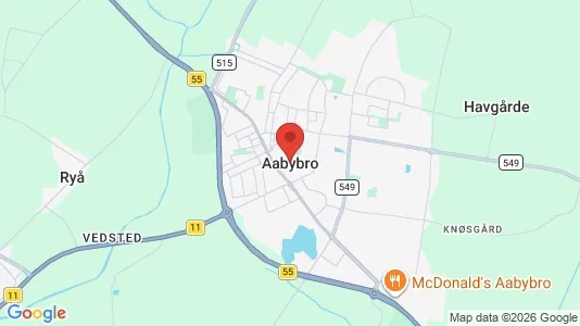 Erhvervslejemål til leje i Aabybro - kort over placeringen