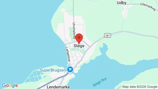 Erhvervslejemål til leje i Stege - kort over placeringen