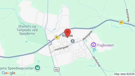 Erhvervslejemål til leje i Vojens - kort over placeringen