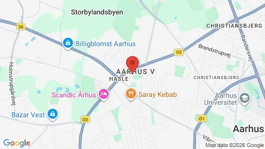 Erhvervslejemål til leje i Århus V - kort over placeringen