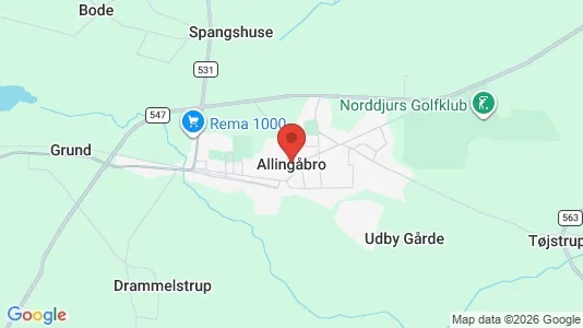 Erhvervslejemål til leje i Allingåbro - kort over placeringen