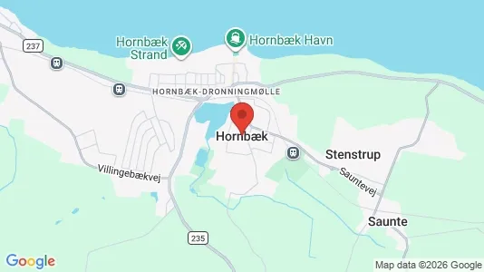 Erhvervslejemål til leje i Hornbæk - kort over placeringen