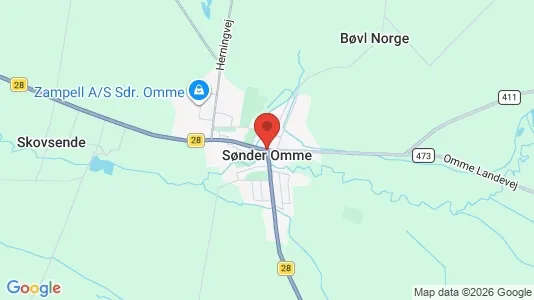 Erhvervslejemål til leje i Sønder Omme - kort over placeringen