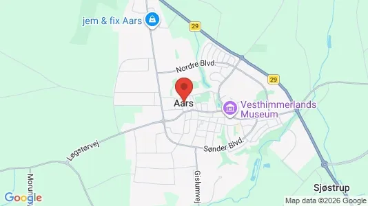 Erhvervslejemål til leje i Aars - kort over placeringen