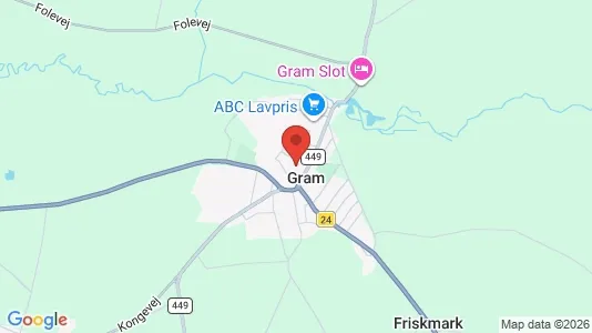 Erhvervslejemål til leje i Gram - kort over placeringen