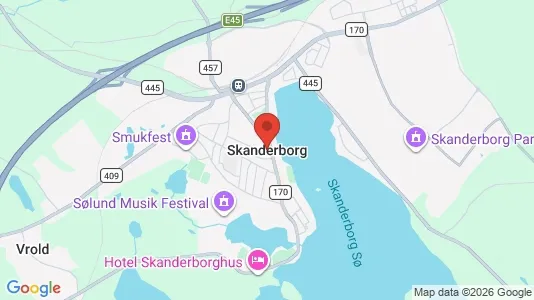 Erhvervslejemål til leje i Skanderborg - kort over placeringen