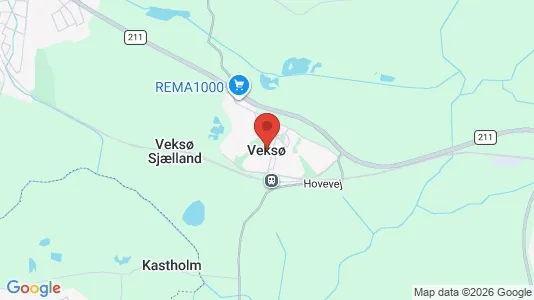 Erhvervslejemål til leje i Veksø Sjælland - kort over placeringen