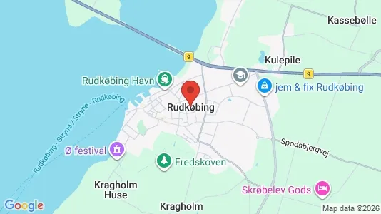 Erhvervslejemål til leje i Rudkøbing - kort over placeringen