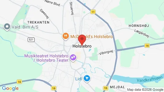 Erhvervslejemål til leje i Holstebro - kort over placeringen