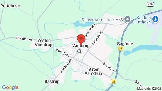 Erhvervslejemål til leje i Vamdrup - kort over placeringen