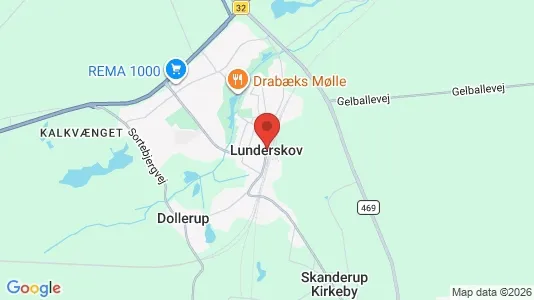 Erhvervslejemål til leje i Lunderskov - kort over placeringen