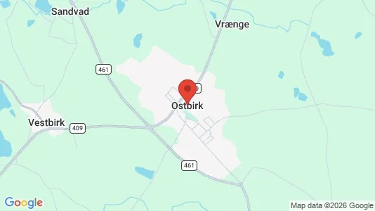 Erhvervslejemål til leje i Østbirk - kort over placeringen