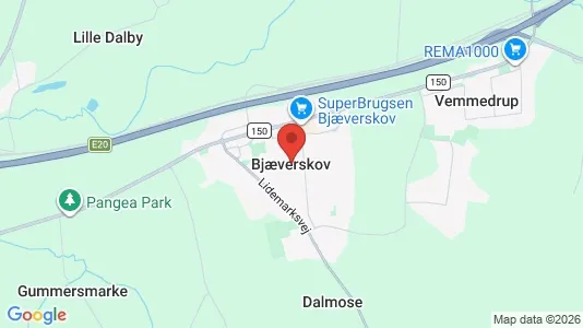 Erhvervslejemål til leje i Bjæverskov - kort over placeringen