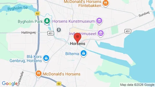 Erhvervslejemål til leje i Horsens - kort over placeringen