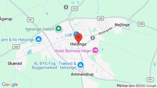 Erhvervslejemål til leje i Helsinge - kort over placeringen