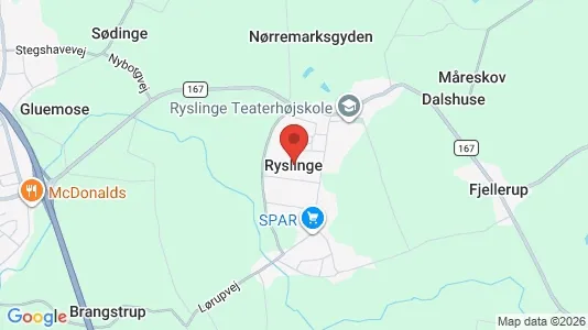 Erhvervslejemål til leje i Ryslinge - kort over placeringen