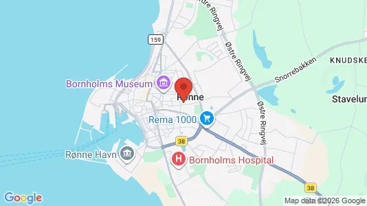 Erhvervslejemål til leje i Rønne - kort over placeringen