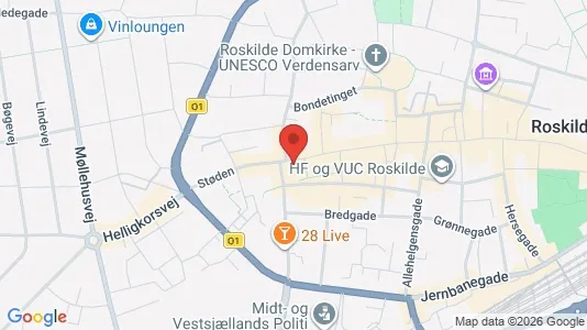 Erhvervslejemål til leje i Roskilde - kort over placeringen