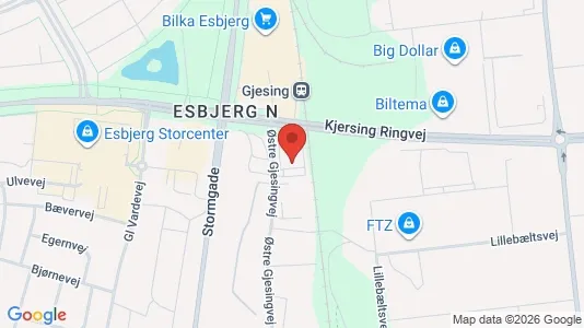 Erhvervslejemål til leje i Esbjerg N - kort over placeringen