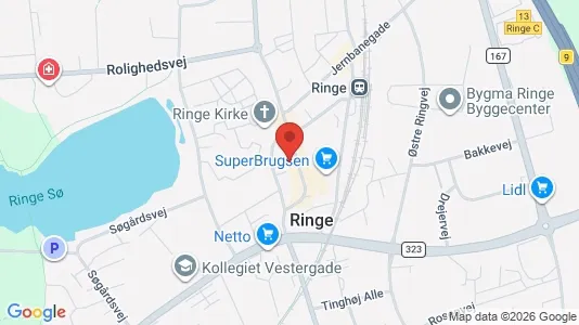 Erhvervslejemål til leje i Ringe - kort over placeringen
