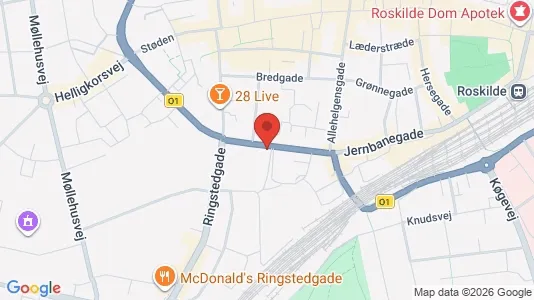 Erhvervslejemål til leje i Roskilde - kort over placeringen