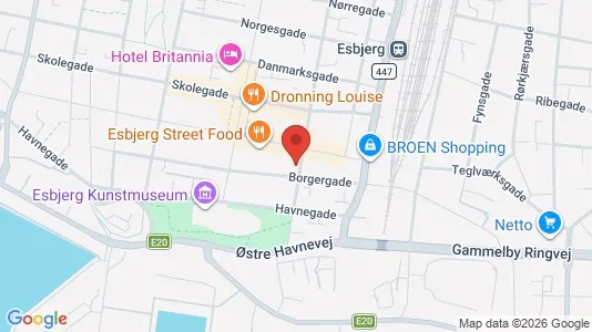 Erhvervslejemål til leje i Esbjerg Centrum - kort over placeringen