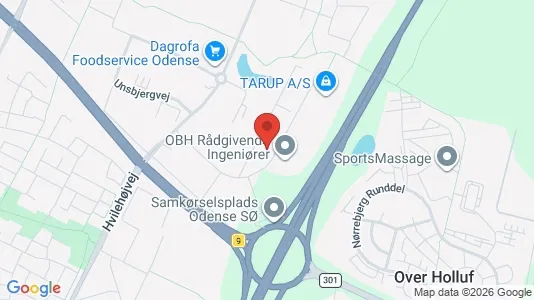 Kontorlokaler til leje i Odense SØ - kort over placeringen