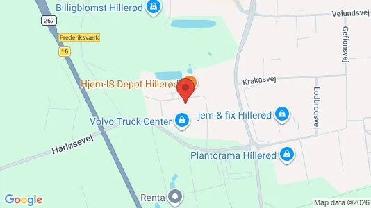 Erhvervslejemål til leje i Hillerød - kort over placeringen