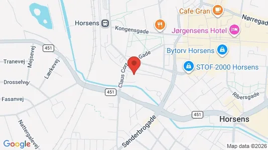 Kontorlokaler til leje i Horsens - kort over placeringen