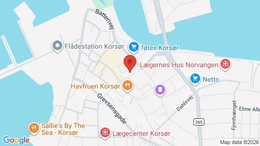 Erhvervslejemål til salg i Korsør - kort over placeringen