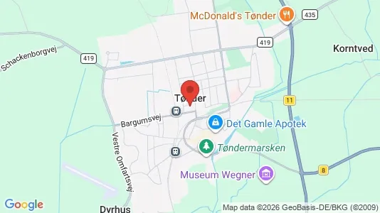 Erhvervslejemål til salg i Tønder - kort over placeringen
