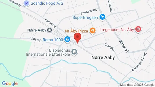 Boligudlejningsejendomme til salg i Nørre Aaby - kort over placeringen